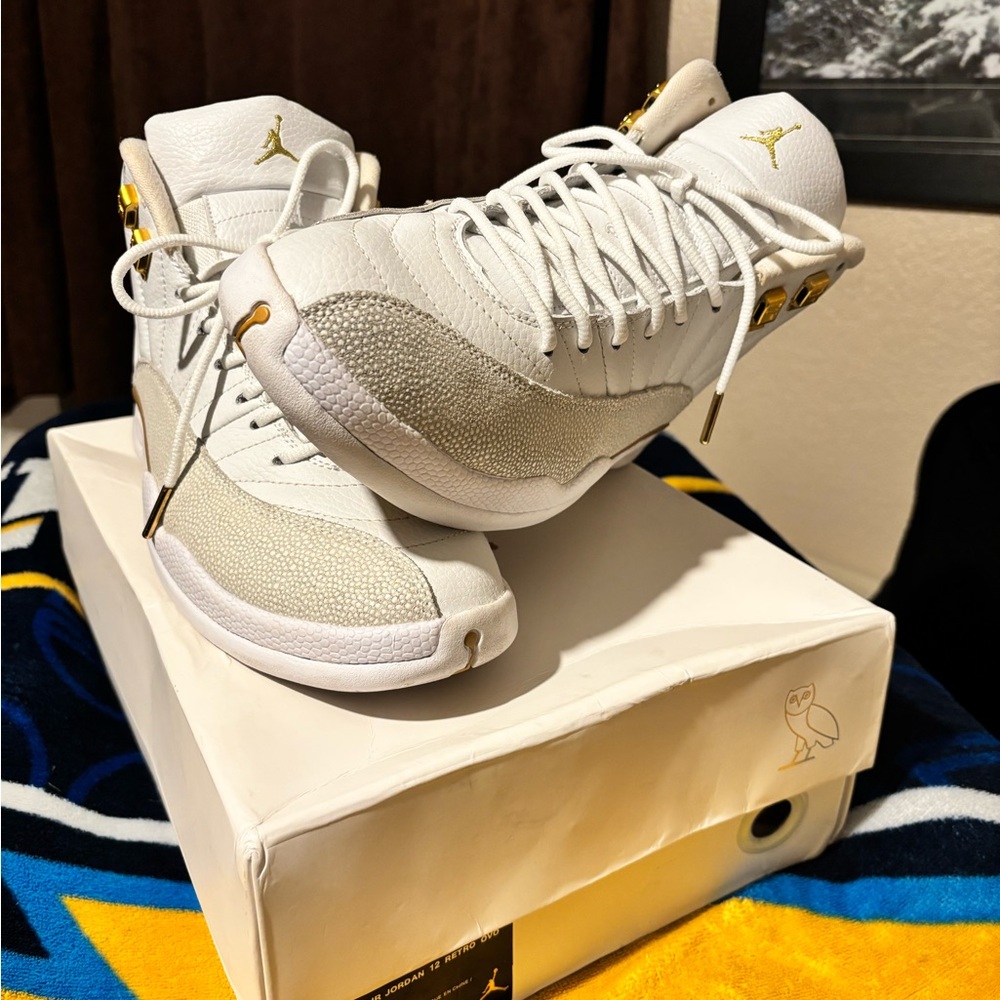 Jordan 12 OVO Retro PRE-release (SAMPLE) White and Gold (size 11)
